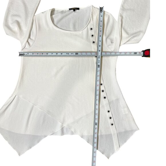 Asymmetrical Size M Womens White Tunic Blouse With Button Detail By Radzoli - Picture 8 of 8